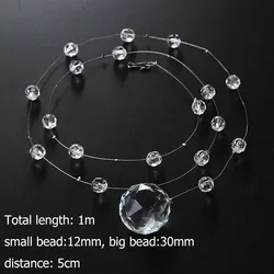 O-X392  Wholesale 100cm Crystal Clear Glass Bead Garland Crystal Hanging Strand Arch Beaded Crystal Curtain for Wedding Party