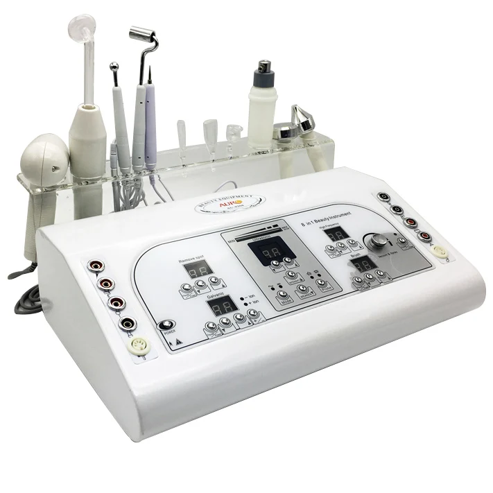 8 IN1 electrotherapy& Vacuum Spray galvanic Microcurrent face lift machine multi-functional beauty Device for salon use