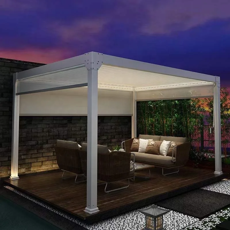 
New design outdoor moonlight shed electric automatic awning patio courtyard aluminum alloy pavilion 