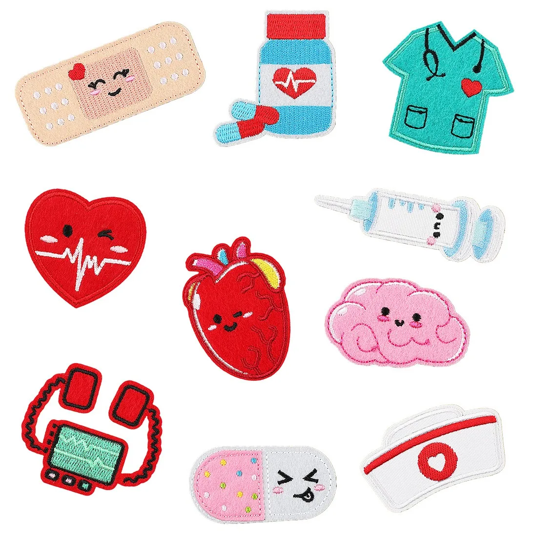 Medical supplies embroidered cloth patch cartoon ambulance nurse hat patch computer embroidered mask embroidered seal
