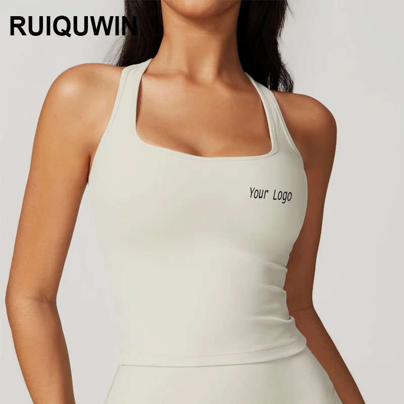 RUIQUWIN Hot Selling 2024 Tight Fitting High Support Sports Bra Backless Women Running Vest Solid Quick Dry Gym Tops
