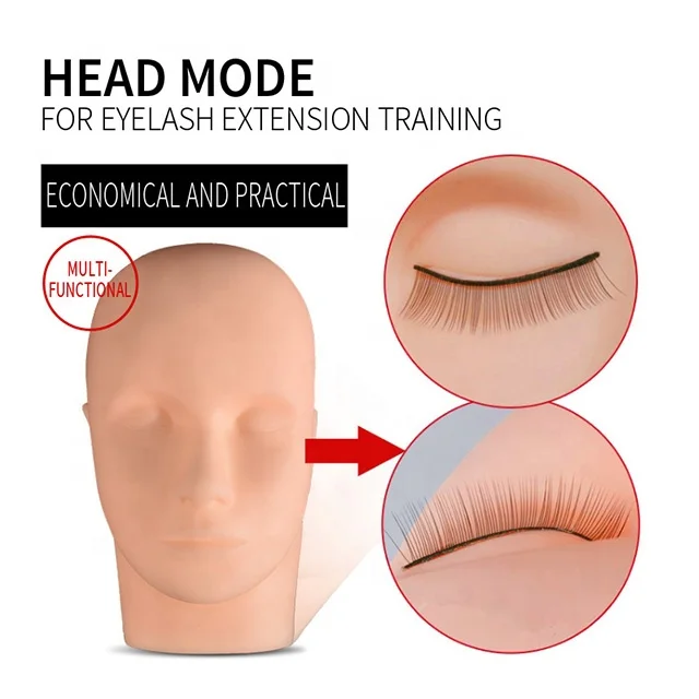 Factory Sale Makeup Tools Eyelash Extension Practice Head Training Elastic Durable Rubber Mannequin Head