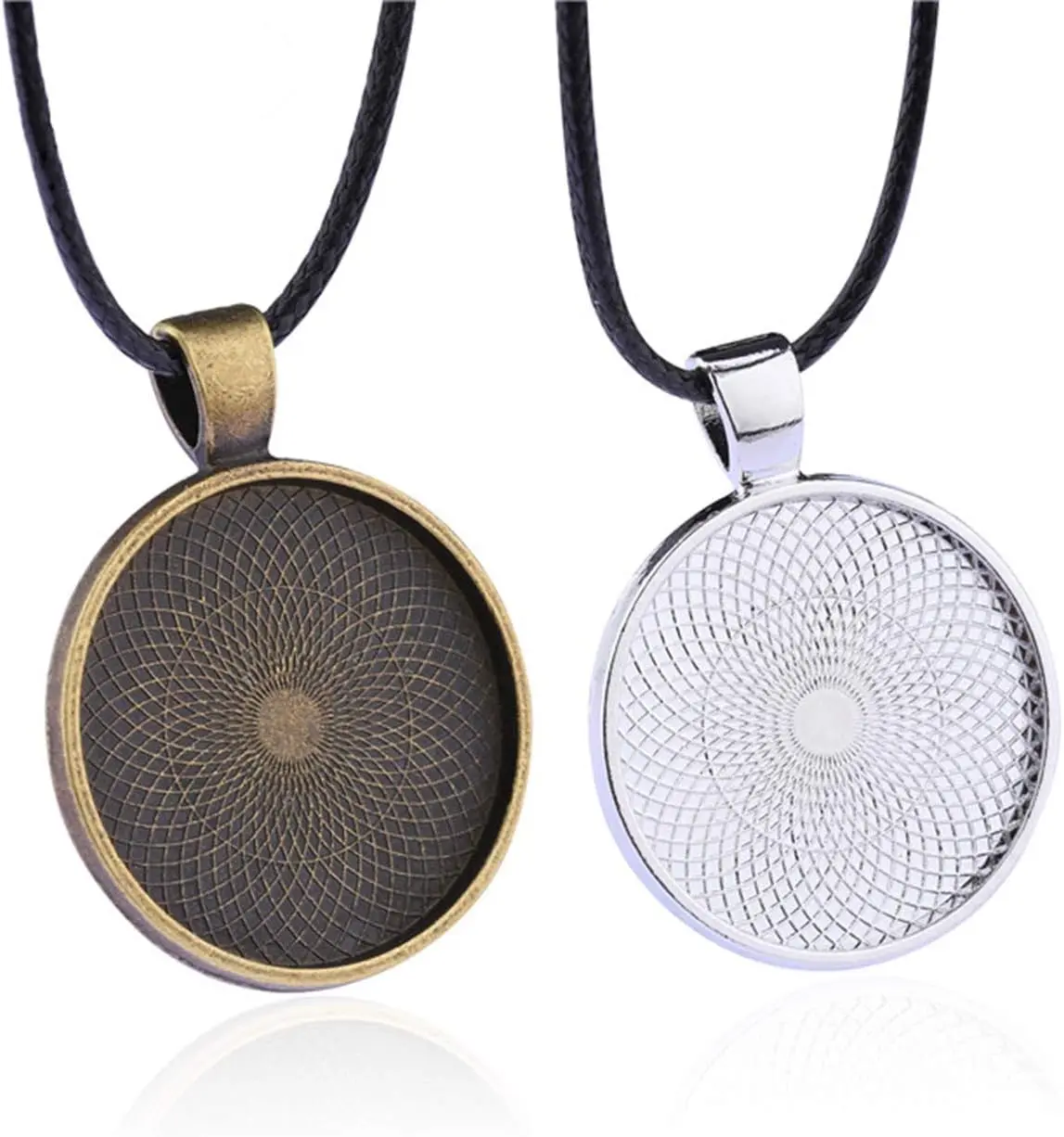 DIY 25mm 30mm Metal Cabochon Round Bezel Tray Blank Pendant