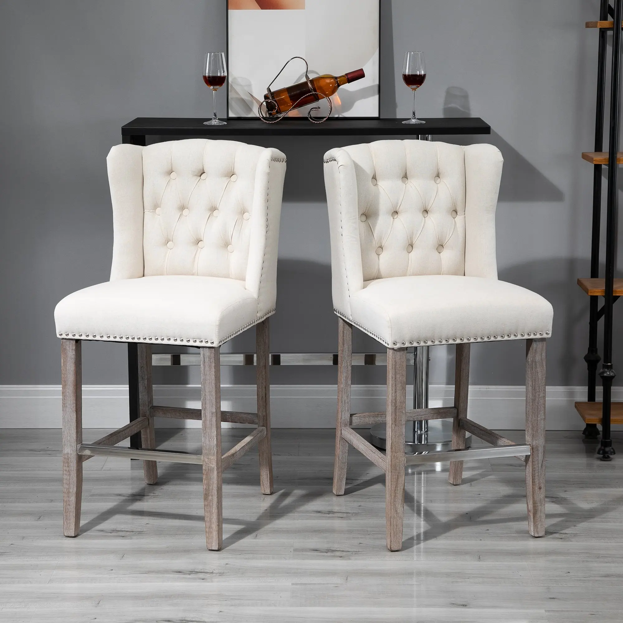 Rice white color wooden bar stool high chair new design bar stool chair