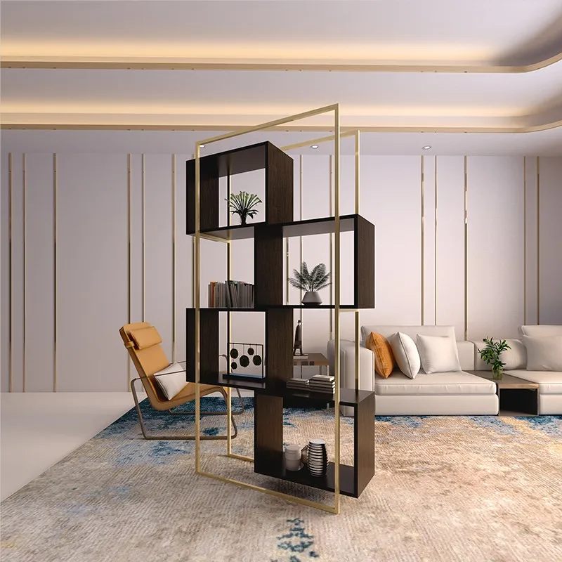 Living room furniture new design stainless steel glass bookshelves  bookcase library bookshelf