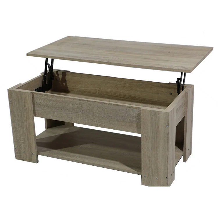 China Modern Multifunction Adjustable Pop-up Center Wood Extendable Lift Up Top Coffee Table