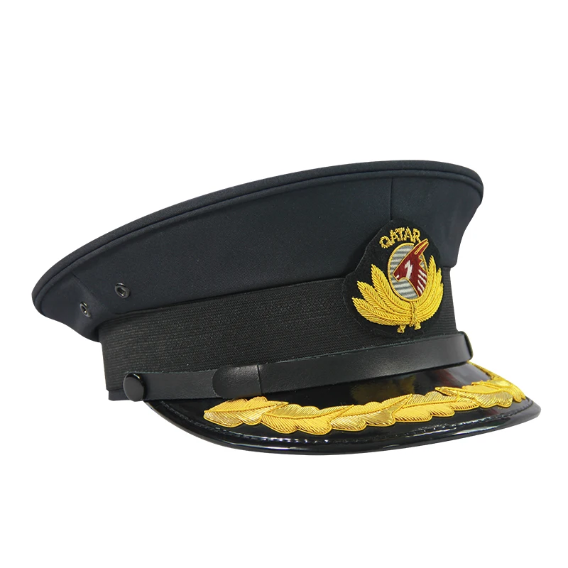 New high-quality black wool officer visor solid color military police cap role play show movie props