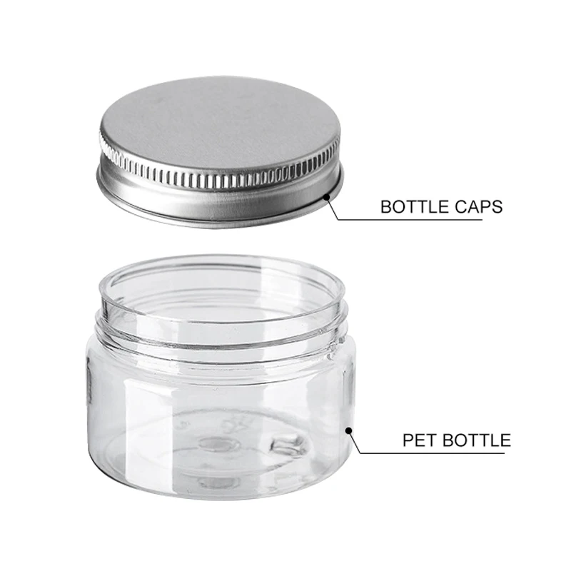 Custom Clear Pink Empty 50g 80g 100g 250g 4Oz Wide PET Plastic Honey Container lids Packaging Skin Care Face Cream Cosmetic Jar