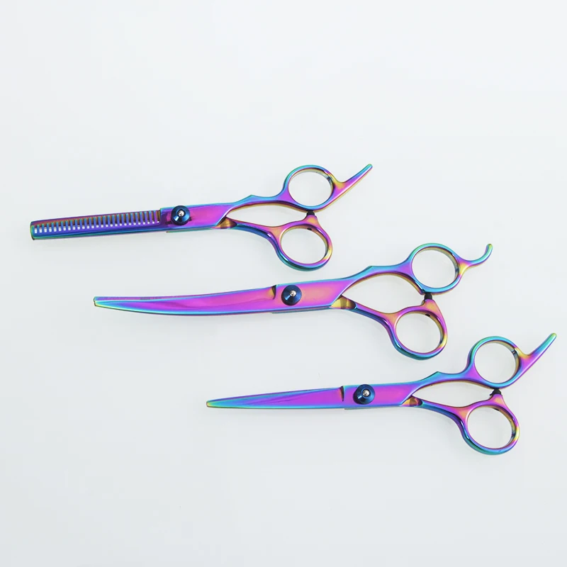 Pet Scissors Kit Stainless Steel SUS420 Dog Grooming Shears Kit Home Use Pet Cleaning Tools