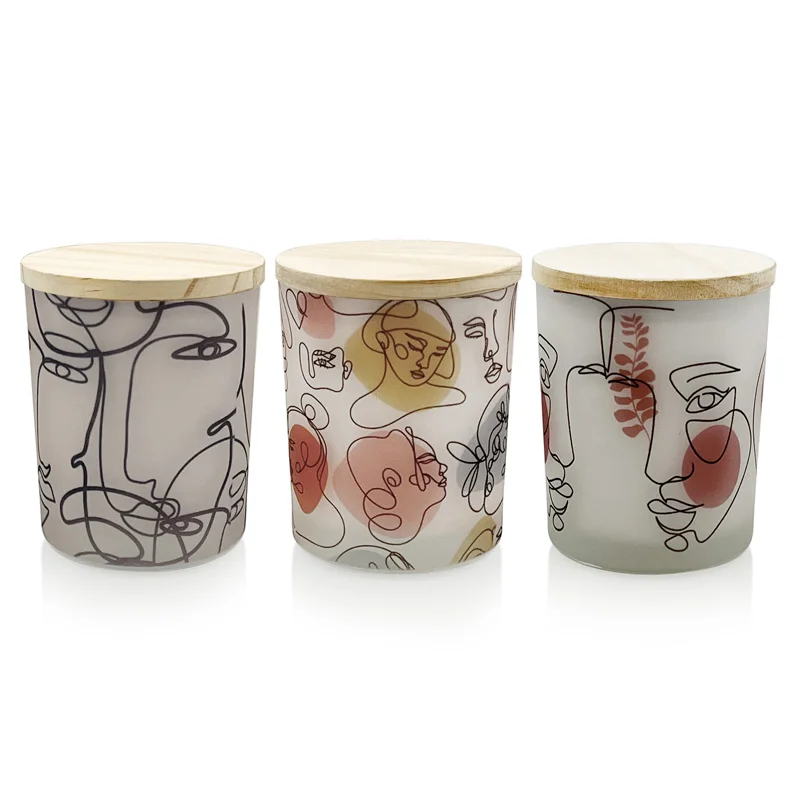 Human Face Empty Candle Holder Beauty Dressing Brush Pen Box Storage Cute Glass Cups Candle Jars with Lids in Bulk