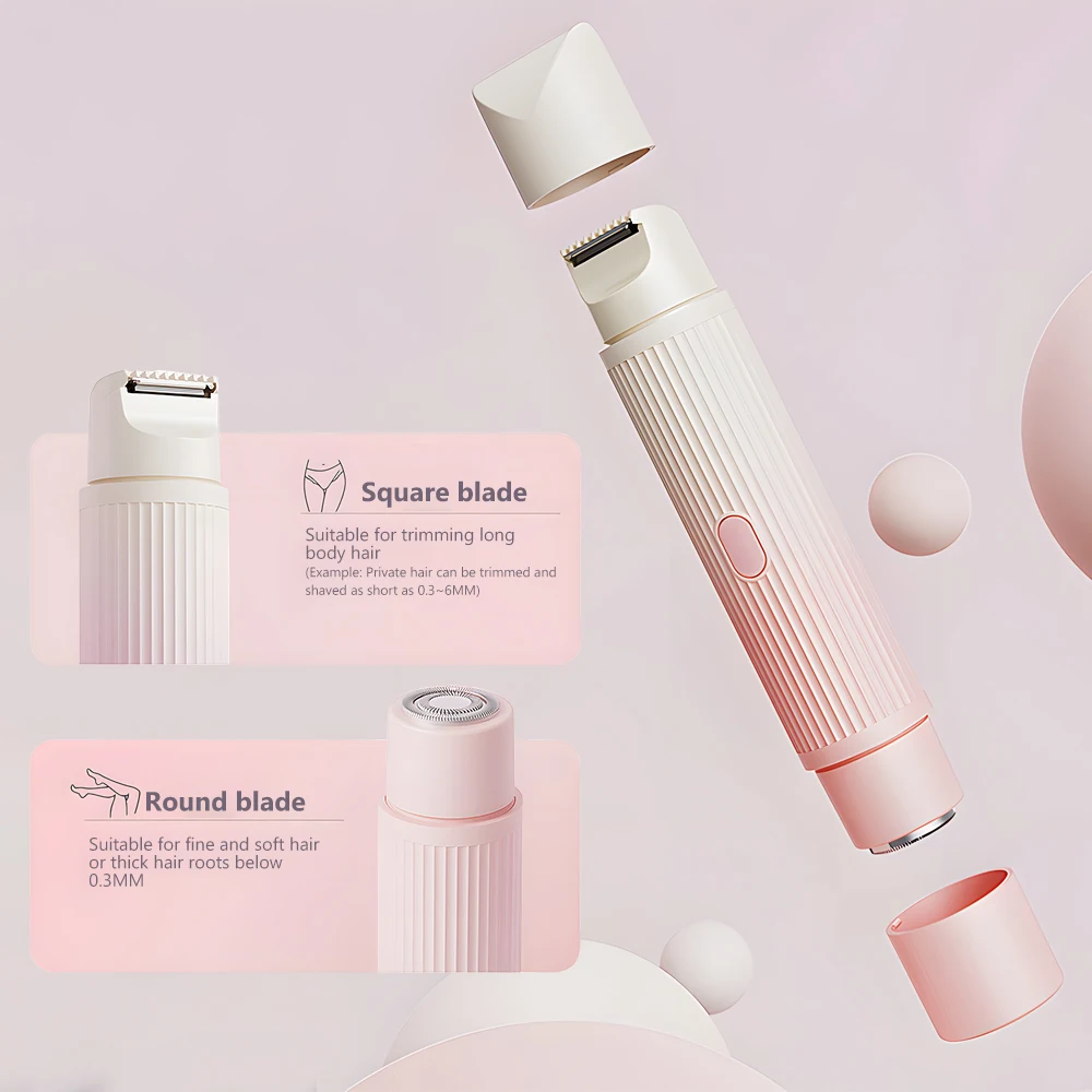 2 in 1 Waterproof Double Headed Rechargeable Women Hair Shaver Painless Lady Epilator For Pubic Face Underarm Legs