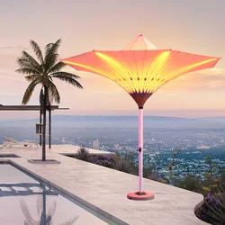 Outdoor Beach Garden  Patio Sun Umbrella With Logo And Led Strip Light Parasols Umbrellas
