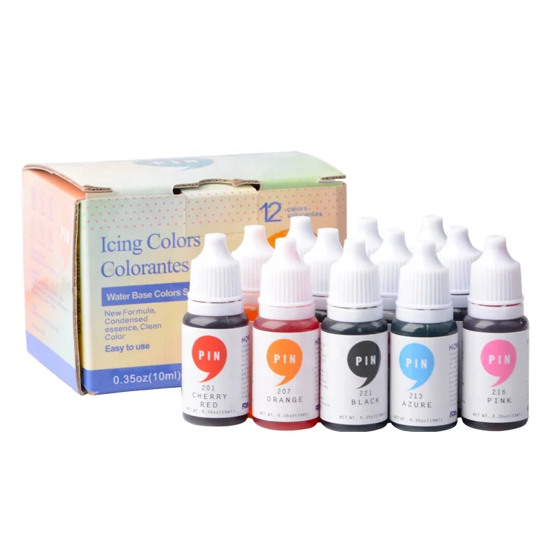 12 color set Edible Food Dye for Kids,  Liquid food coloring for cake decoration 10g