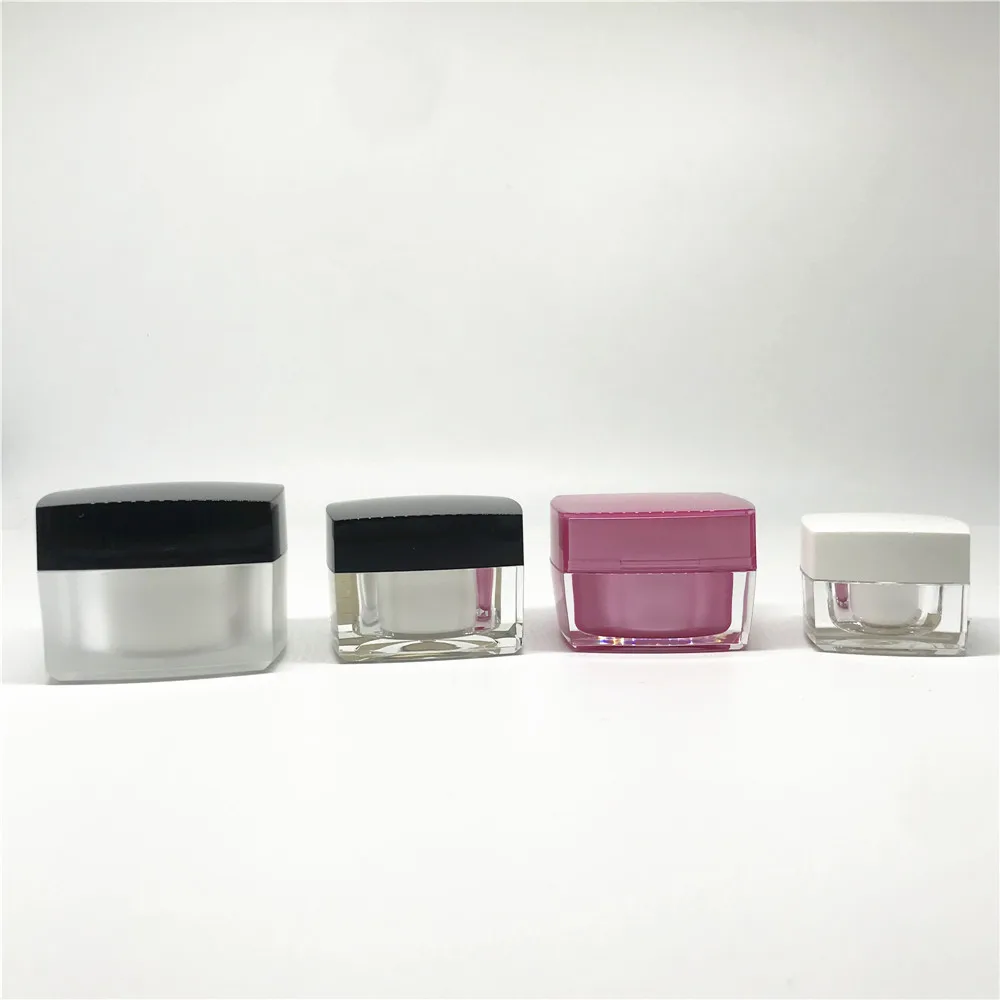 
Buy Best Price Custom Color Square Acrylic Cosmetic Double Wall Cream Jar with Lid 