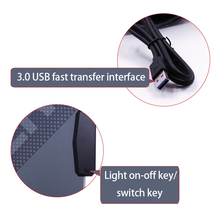 4HUB RGB Glowing Lamp Effect Key Switch Waterproof Flat Gaming Mouse pad