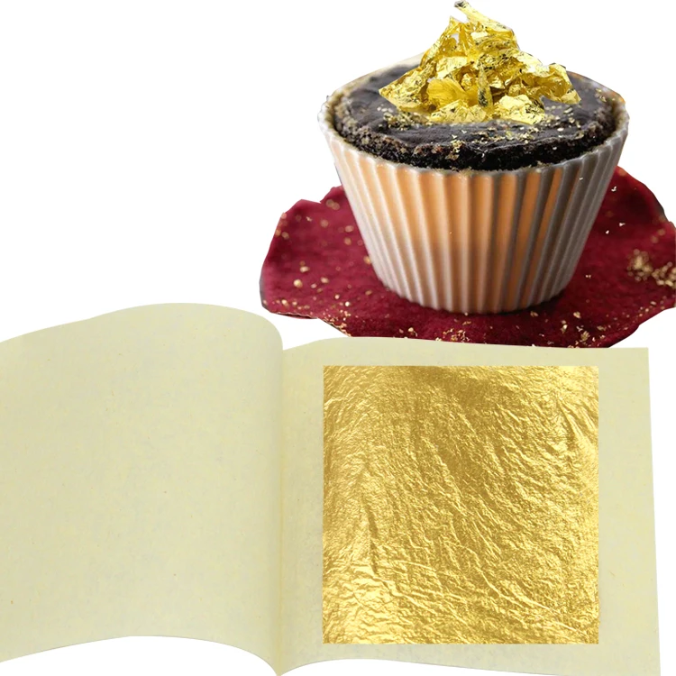 Wholesale 4.3*4.3cm 24K Edible Gold Leaf Sheet For food,Cakes,chocolate,and dessert Decoration