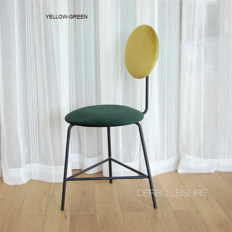 
loft metal double color velutum velvet fabric Upholstered soft cover dining makeup stool chair 