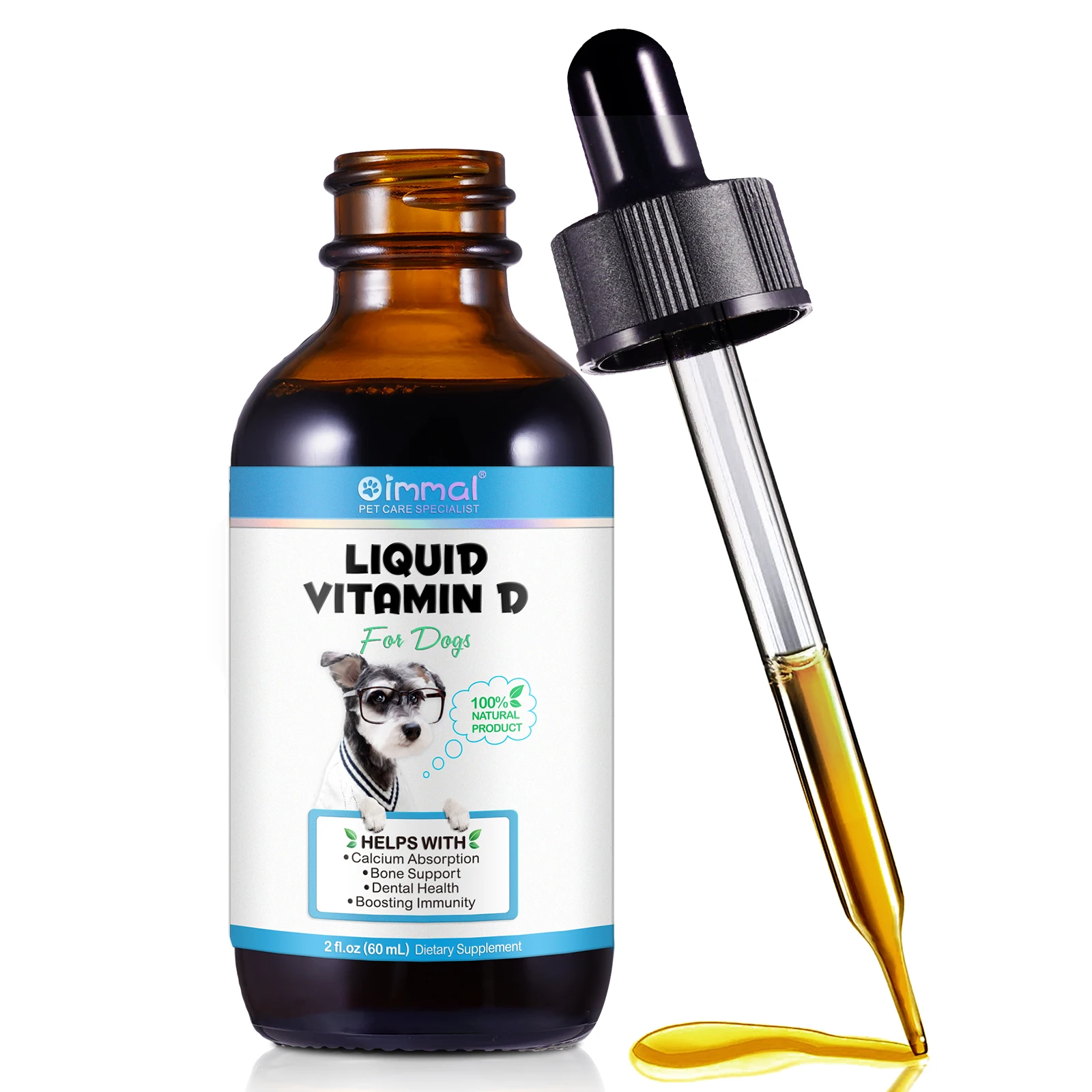 OIMMAI 60ml boosting immunity bone support dog vitamin d supplements vitamin d drops liquid for dog calcium absorption