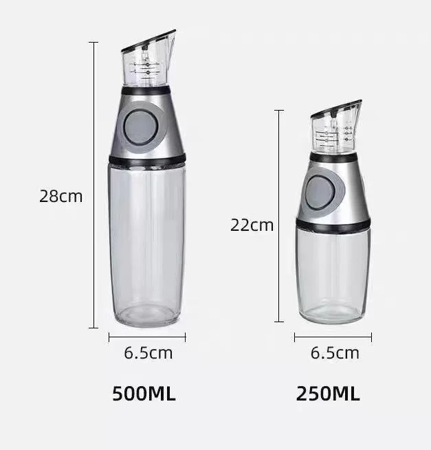 CN Warehouse 500ml/250ml Glass oil pot  measurable soy sauce and vinegar bottle household push-type seasoning bottle with scale