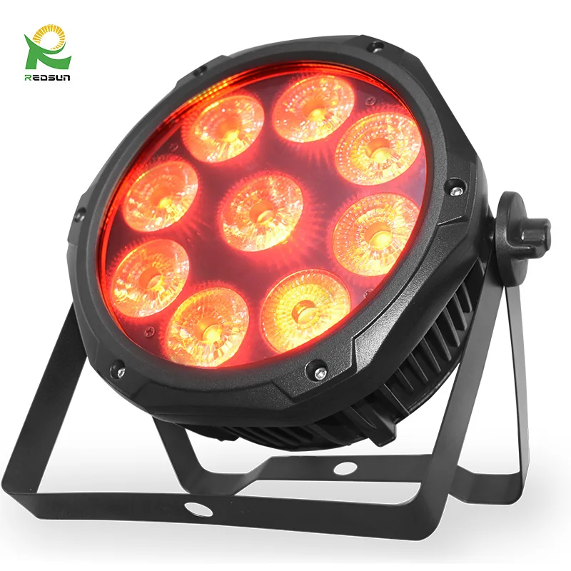 Redsun Waterproof 9pcs Aluminum PAR Light Stage Equipment for Dance Floor Wash Light PAR Can Light