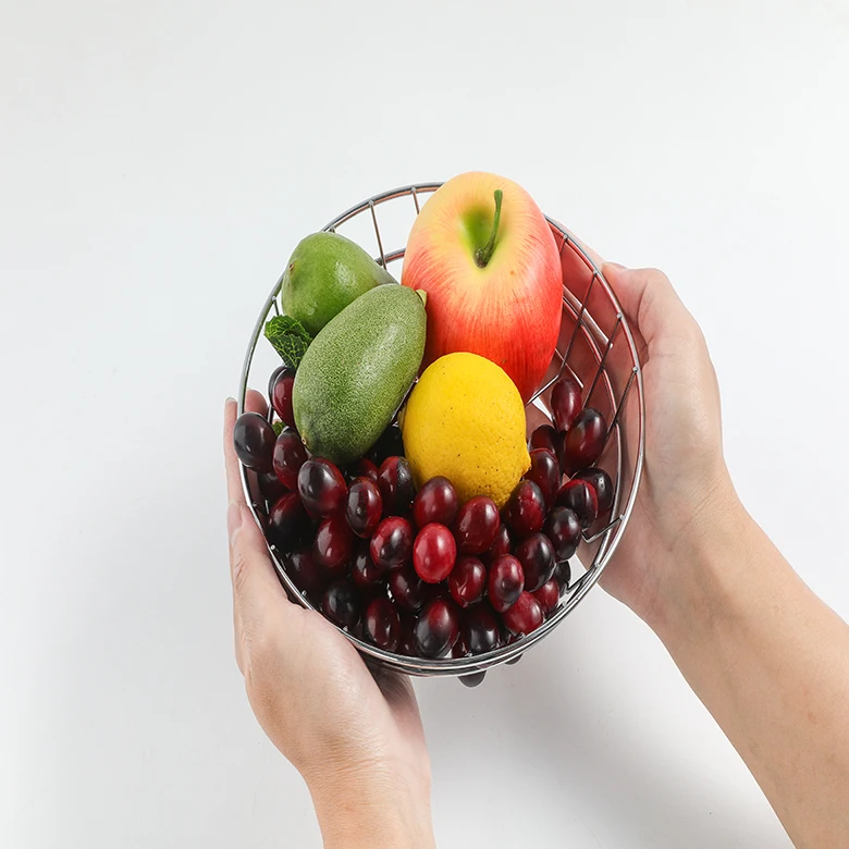 Tabletop Geometry Fruit Basket Iron Black Vegetable Mesh Bowl Kitchen Storage Wire Metal Fruit Basket