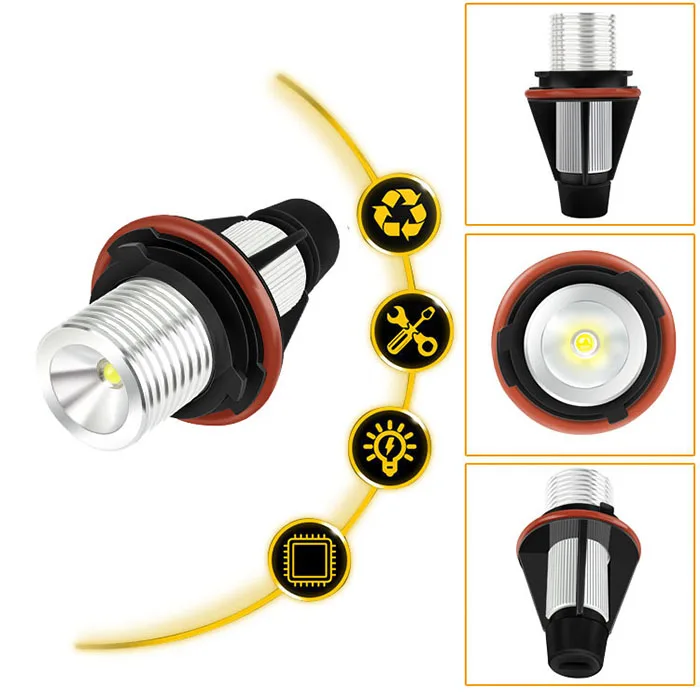 2Pcs Error Free LED Angel Eyes Marker Lights Bulbs Headlight For BMW E39 5W E53 E60 E61 E63 X5