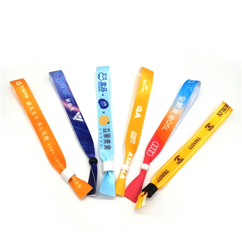 Party Custom fabric wristbands Plain festival wristband Cloth Entrance Ticket Event Satin silk blank woven bracelets