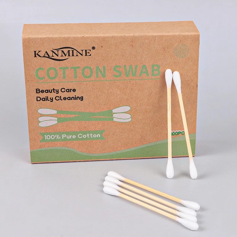 Customized Oem Ear Clean Biodegradable 100 Pieces Bamboo Stick Cotton Bud With Drawer Box