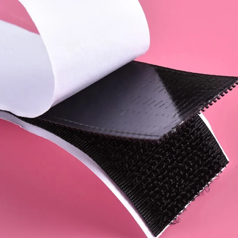 Fastening tape micro Reusable adjustable smooth micro nylon soft back with glue injection self-adhesive hook and towel loop tape