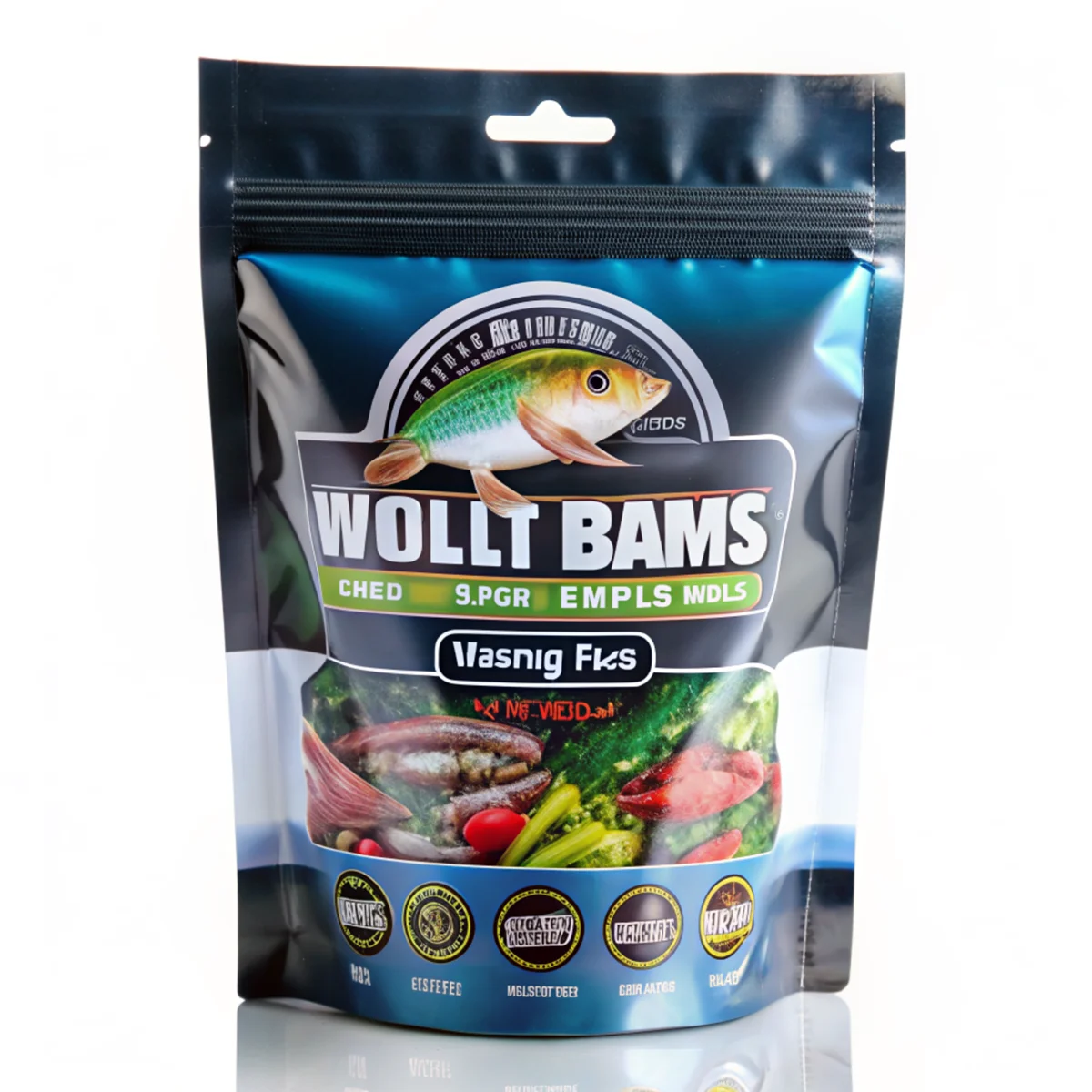 Resealable Zipper Hanger Hole Fish Lure Bag Packaging Pouch Customized Soft Plastic Bait Bags For Fishing