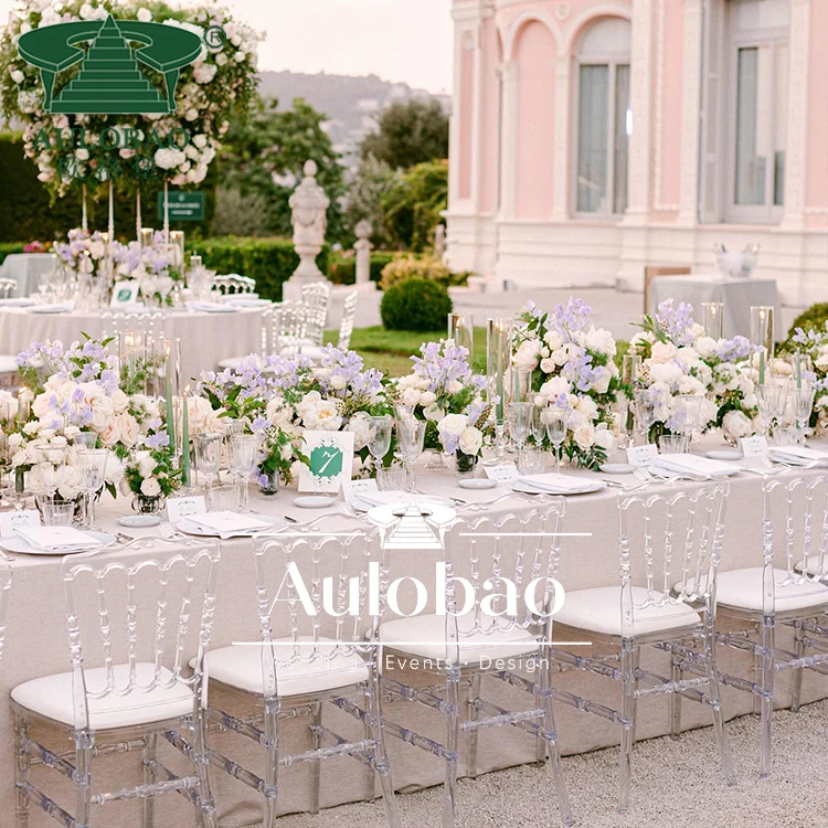 Hotel furniture clear plastic acrylic wedding chiavari chair with cushion