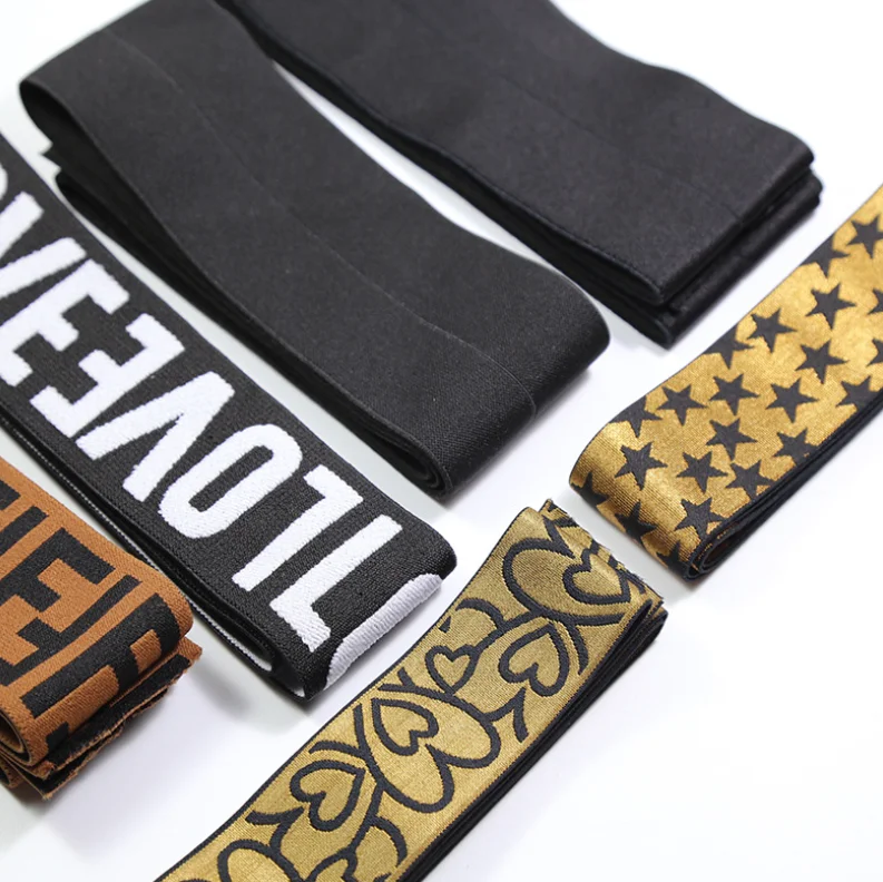 6CM Customized Jacquard Logo Fold Over Elastic Band
