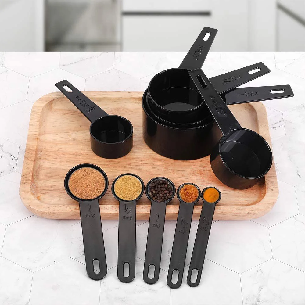 10 Piece Stackable kitchen cooking pp plastic Measuring cup and scoop Set for powder syrup coffee Cups spoons 250ml 30ml