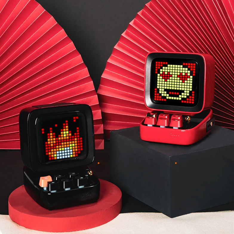 Divoom Ditoo Retro Pixel Art Bluetooth Portable Speaker Alarm Clock DIY LED Display Board, Birthday Gift Home Light Decoration