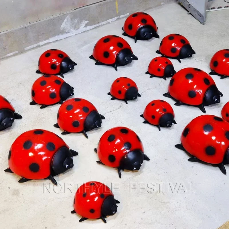 3D Ночная лампа из стекловолокна с божьей коровкой для сада гостиницы торгового центра украшение вечеринки Рождественские огни идеи DIY