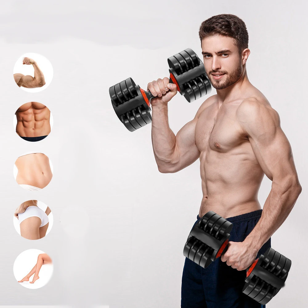 Ручка-поворот регулируемая гантели Вес Набор 32 кг 70 фунтов гантели набор из 2 весов тренировочные гантели для бодибилдинга силовые упражнения