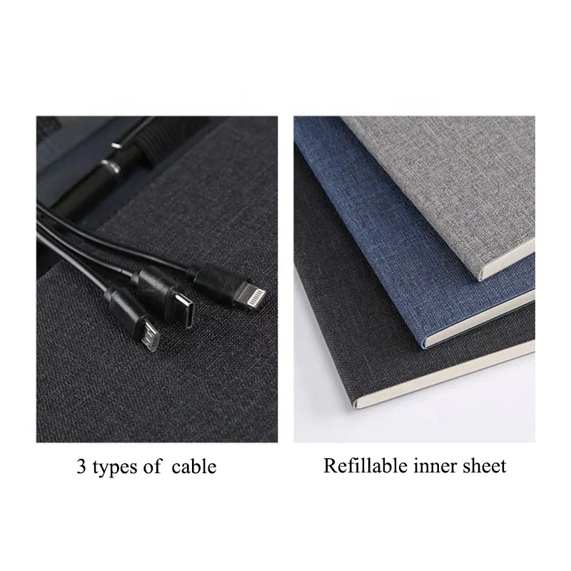 Multifunctional notebook powerbank wireless charger notebook office business agenda with phone holder