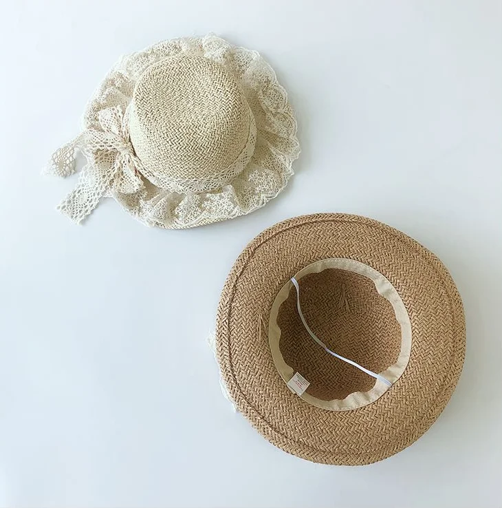 Детская шляпа, летняя кружевная Рыбацкая шляпа с большими полями для девочек, детская соломенная шляпа от солнца
