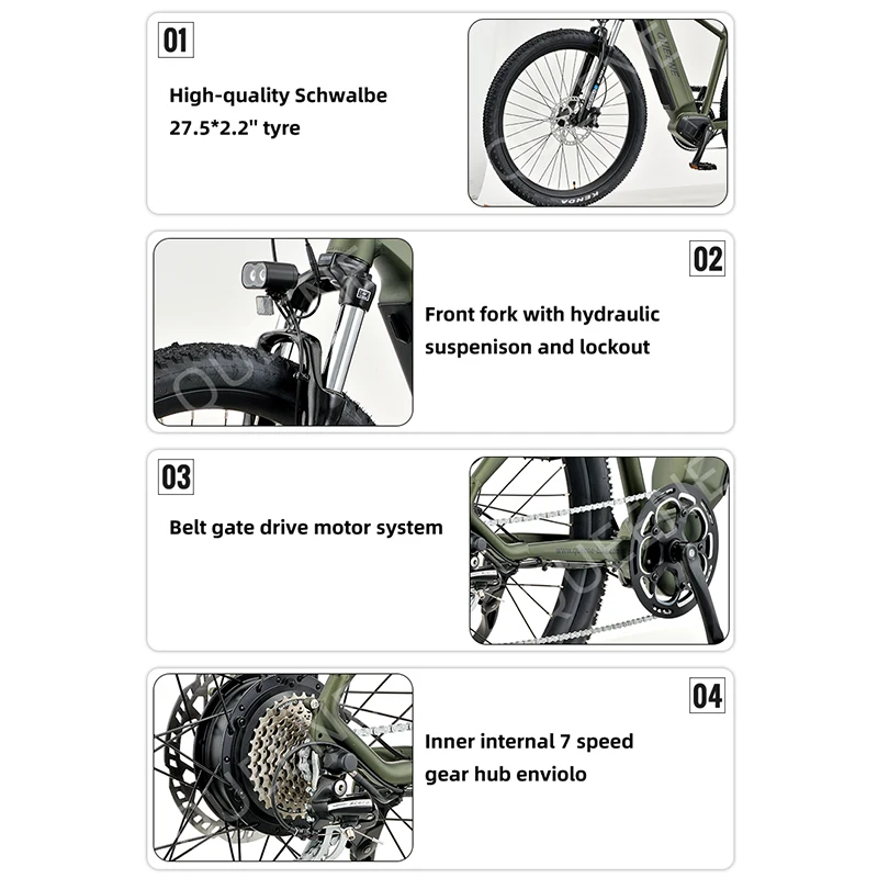 QUEENE Powerful 7 Speed 27.5 Inch Large Frame 48V Lithium Battery Step Through Ebike Electric City Bike