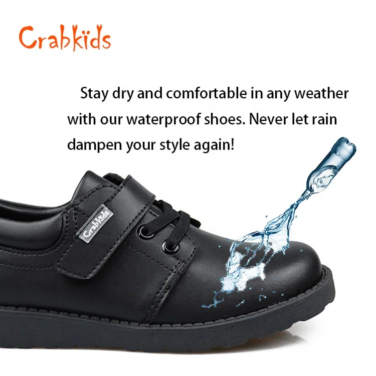 Crabkids Factory Black Leather Boys School Shoes Wholesale Price School Shoes for Boys