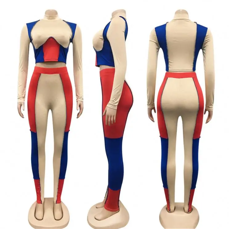 
High Quality Patchwork Crop Top Long Sleeves Winter Women Clothes 2021 Two Piece Set Women Clothing Two Piece Tracksuits High Quality Patchwork Crop Top Long Sleeves Winter Women Clothes 2021 Two Piece Set Women Clothing Two Piece Tracksuits 