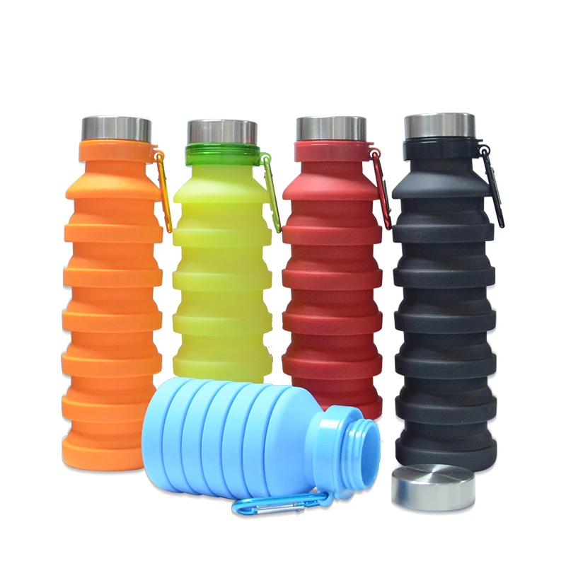 2020 new style waterproof foldable collapsible sports soft water bottles with custom logo