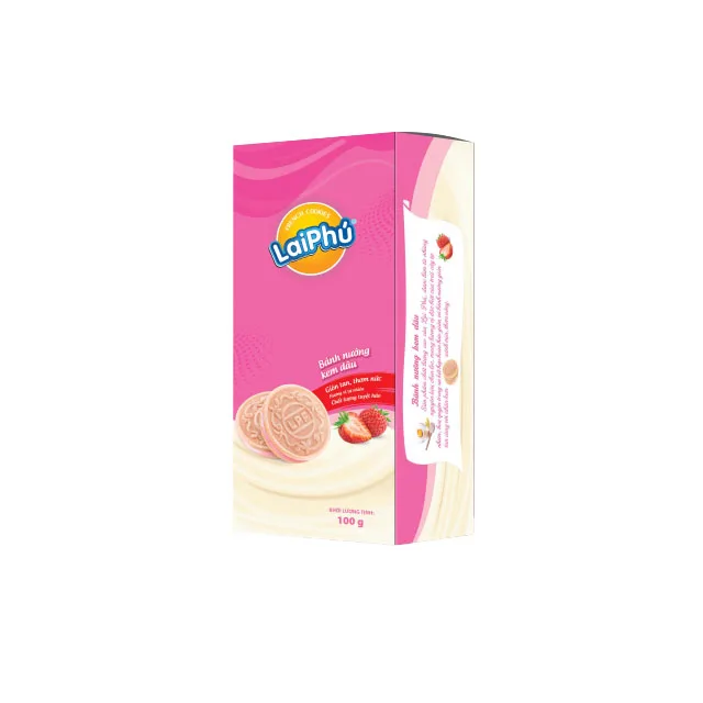 
 vietnam export products own brand  tasty and creamy strawberry cream crispy cookies 100g box hot sale 2020  