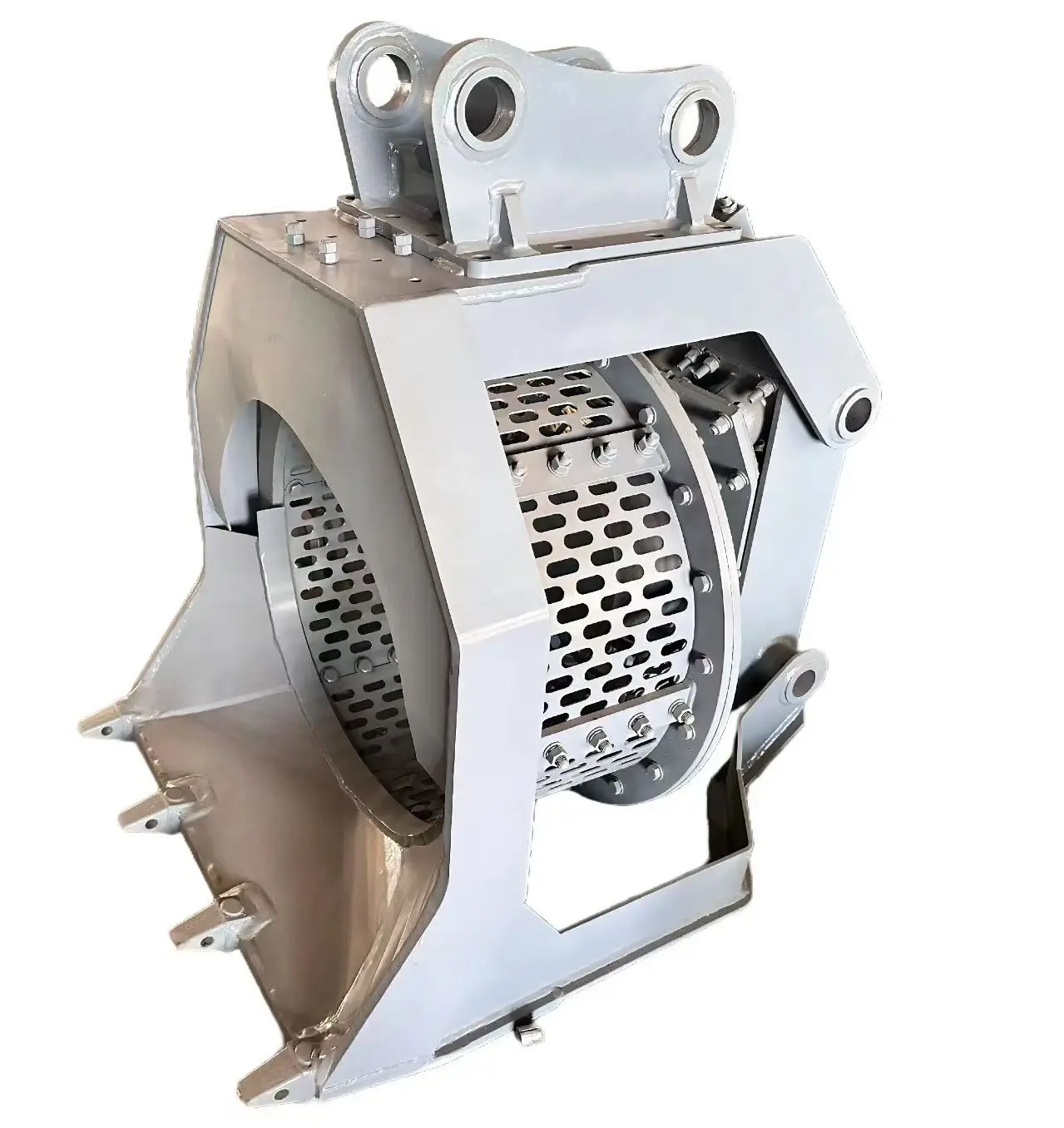 Customized Carbon Steel Grey Rotary Screening Sieve Bucket for 5Tons 6 Tons Excavator Convenient Rock Screening