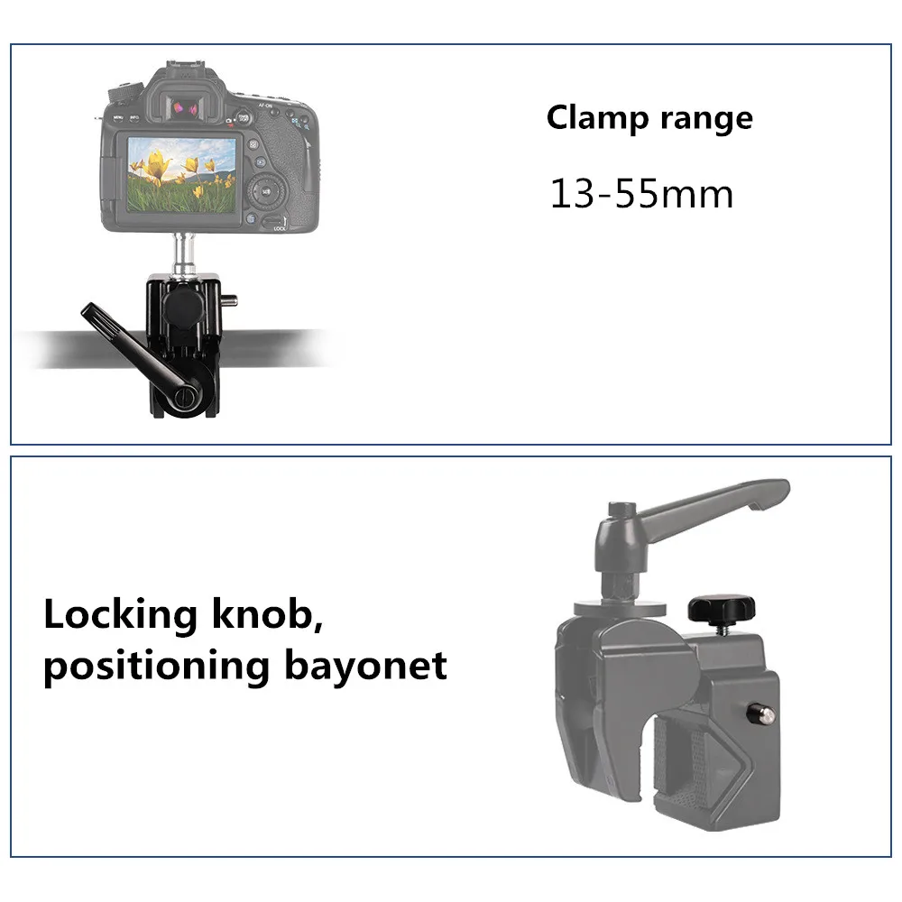 Super Strong Sturdy Multi-functional Universal Photography Camera Crab Metal Clamp For Round Tubes