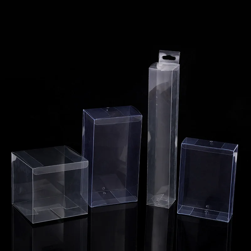 Eco-friendly Clear Folding Plastic PET Clear Storage Gift Box Acetate Cube PVC Box Packaging With or Without Hanger