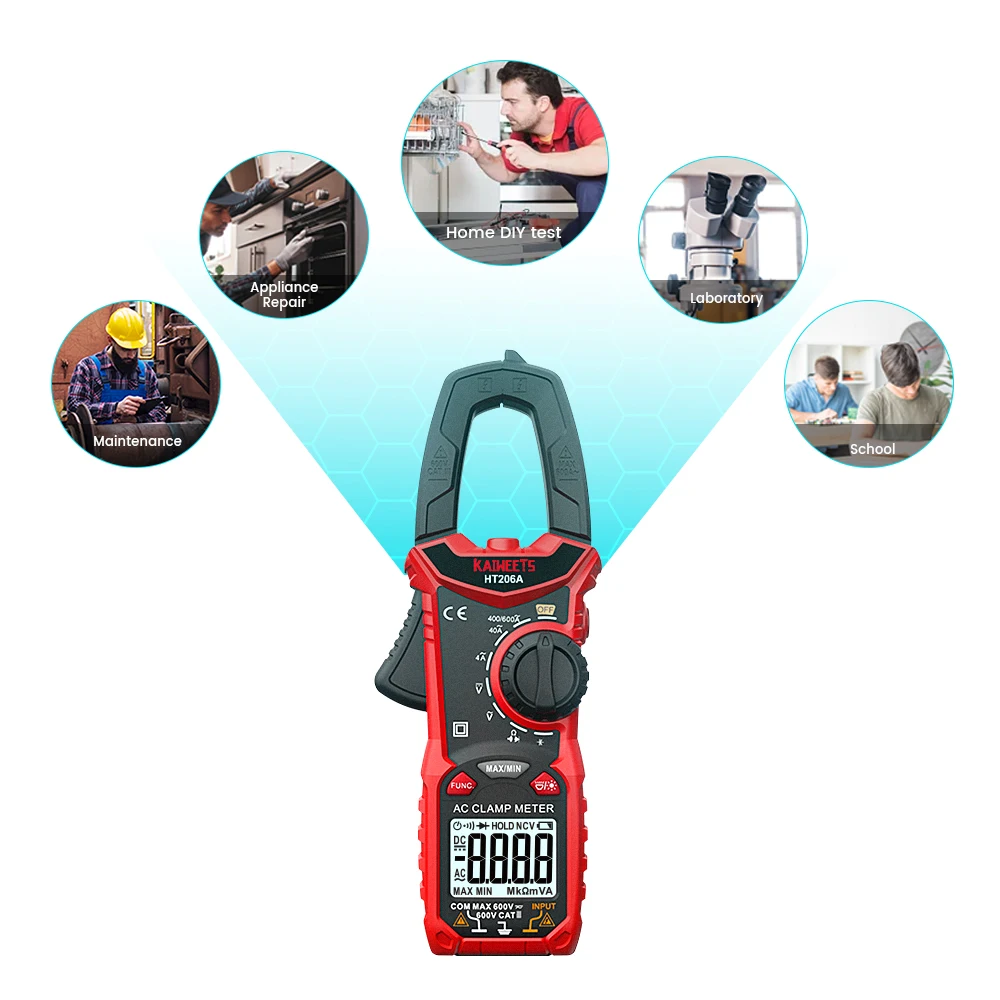 Kaiweets  Clamp Multimeter 4000 Counts Digital Clamp Meter with Non Contact Voltage Connector Clamp Meter Wholesale and Retail