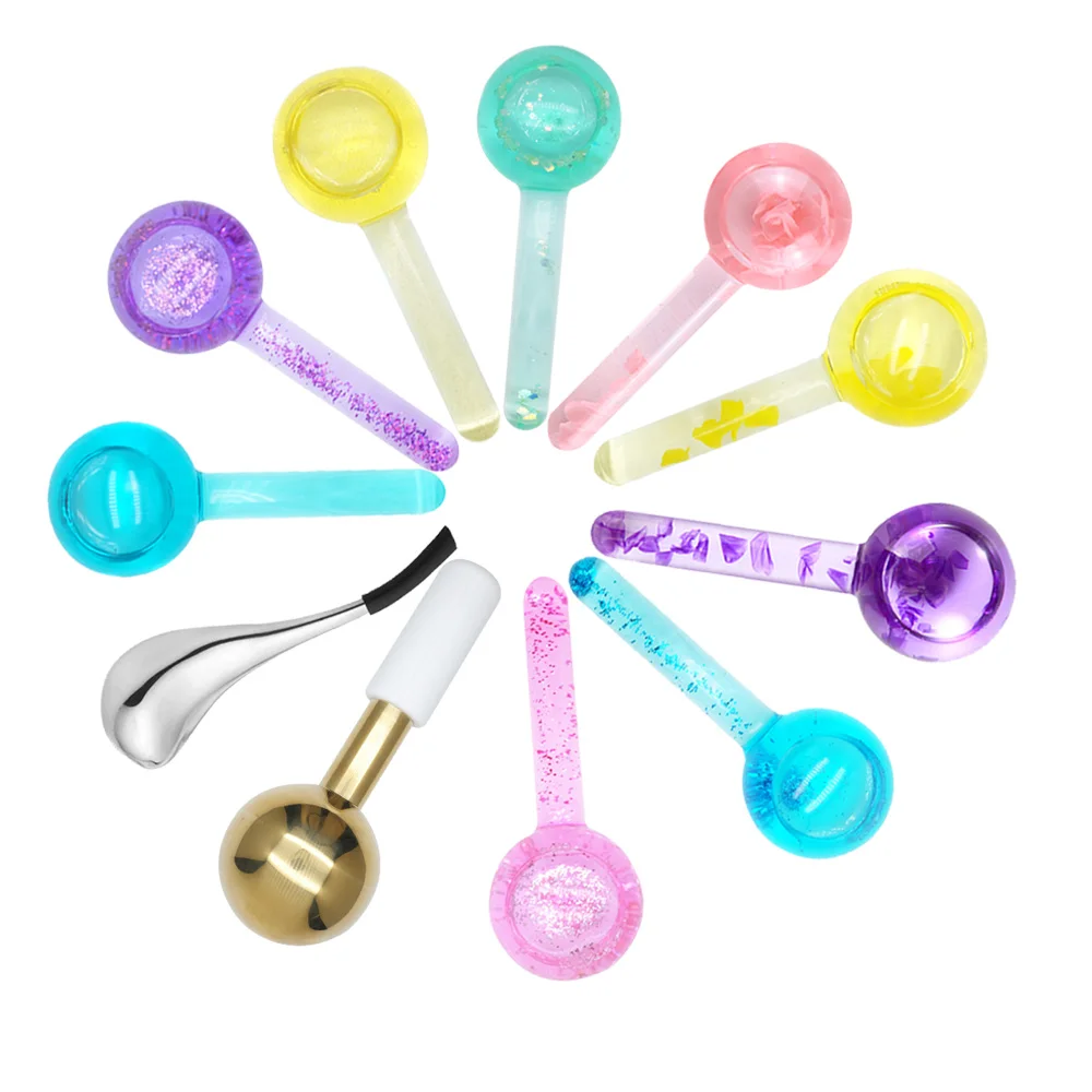 Facial Ice Globe Magic Ice Roller for Face Ball Hot Cold Therapy Face Ice Globes with Glitter