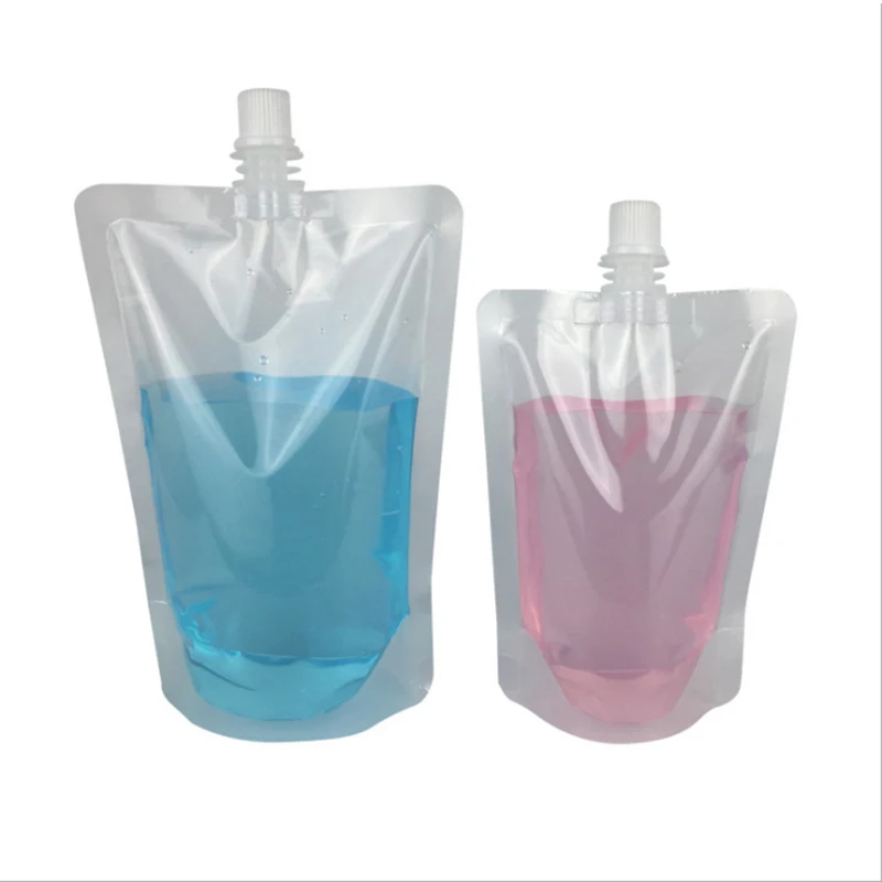 Factory Wholesale Low MOQ 300Ml Liquid Beer Water Packaging Small Clear Stand Up Spout Pouch Doypack Bag