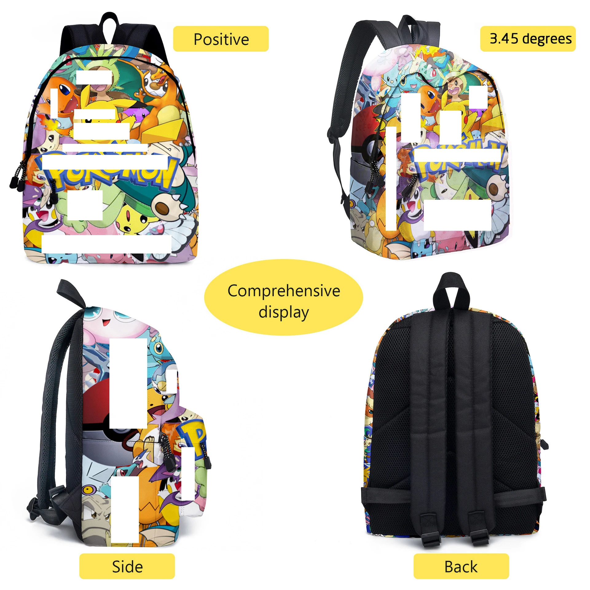 Custom Backpack Fashion Polyester School Bag Oxford Cloth Cartoon Bag 3D Digital Printed Bag